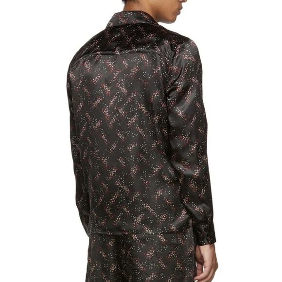 Bottega Veneta Black Pixel Pattern Pyjama Shirt Mens 50/M Graphic Silk Blend - Picture 4 of 16